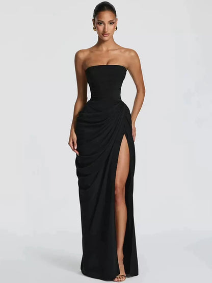 Mozision Chiffon Off-shoulder Strapless Sexy Maxi Dress Women Elegant