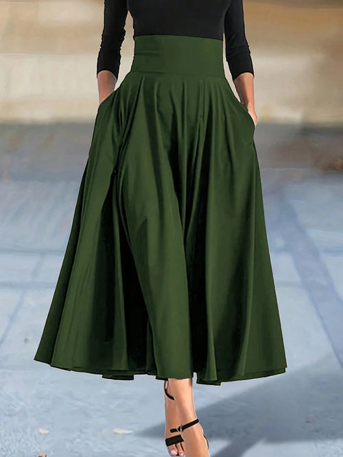 New In Dresses Solid Color A-line Skirts for Woman Clothing High