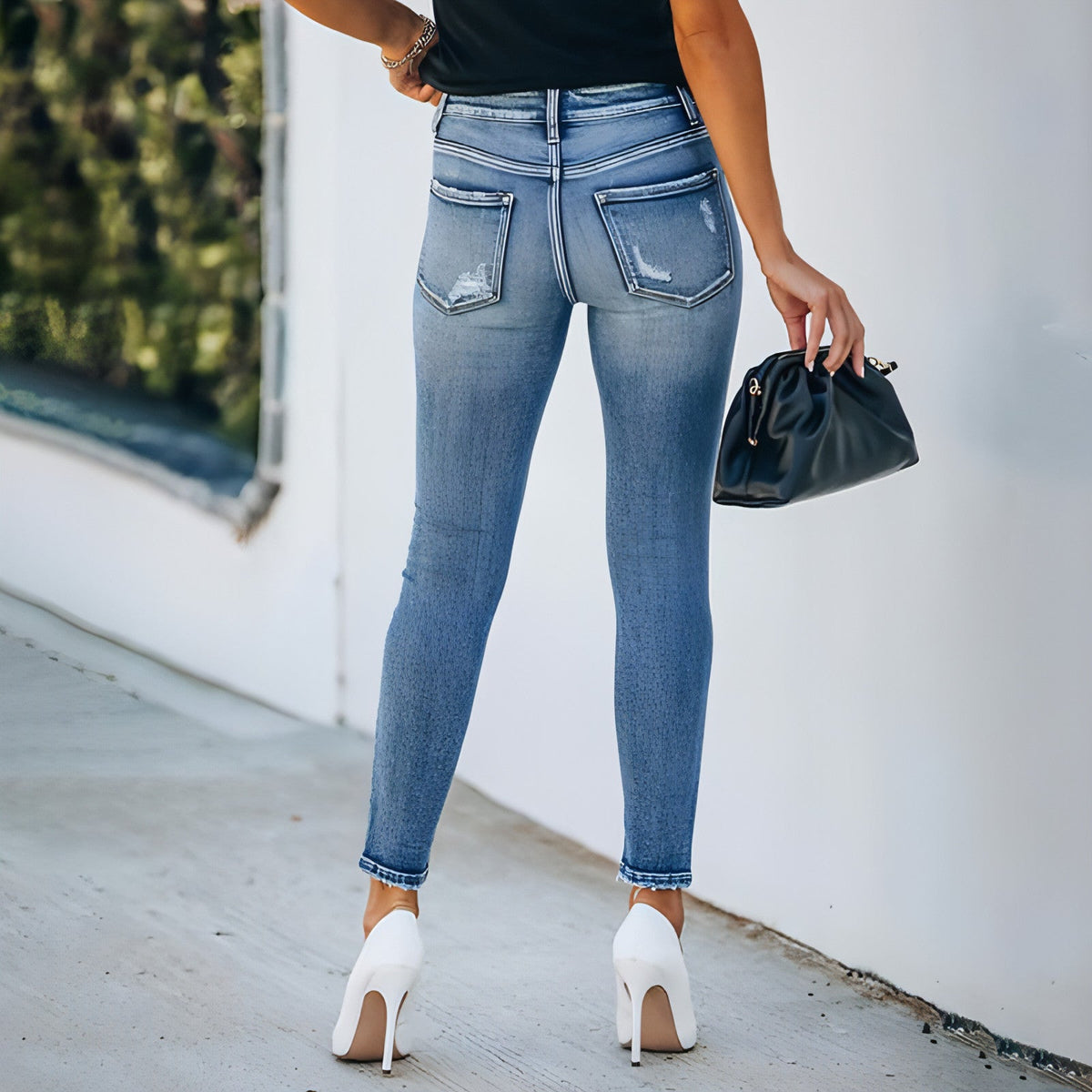 Damen-Jeans Slim Hole mit hoher Elastizität