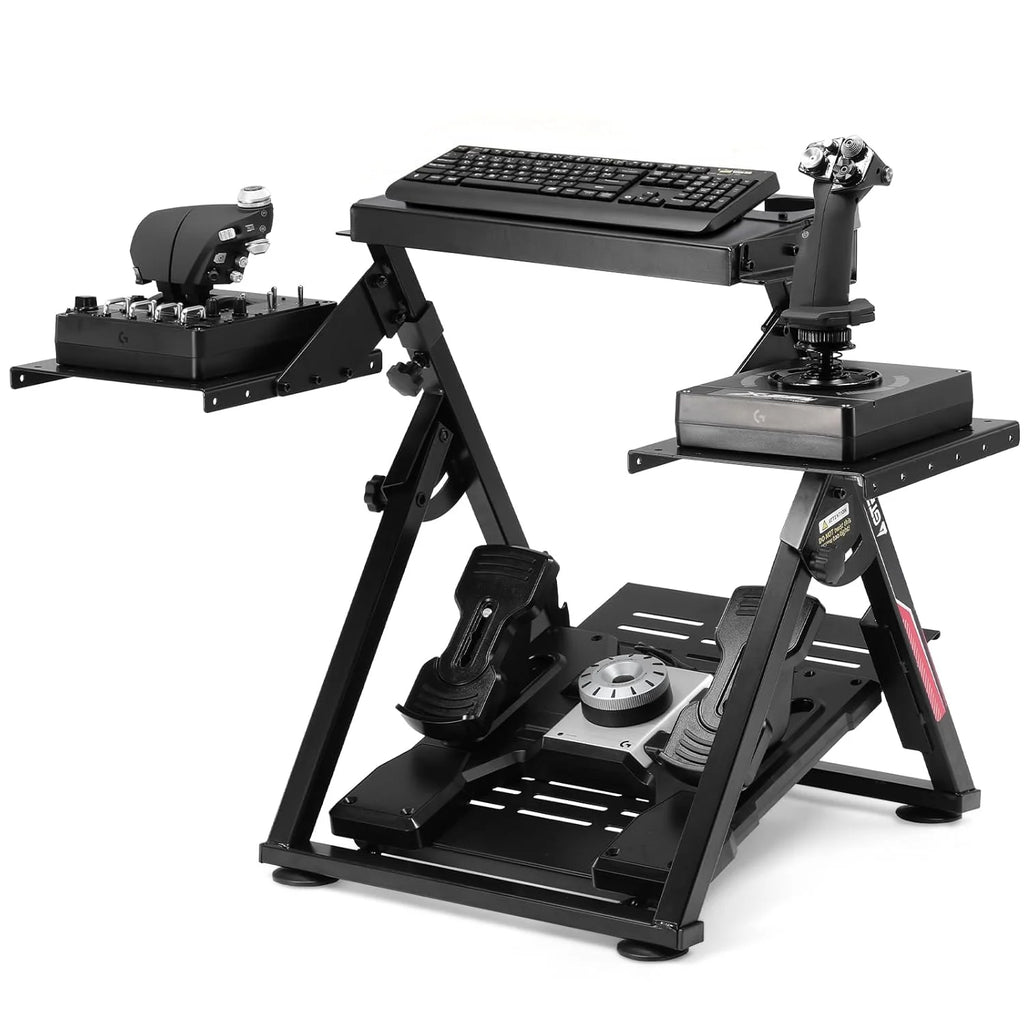 GTPLAYER Flight & Racing Simulator Stand, Foldable Gaming Cockpit Compatible with Logitech, Thrustmaster, PXN Wheels & Flight Joysticks, Black