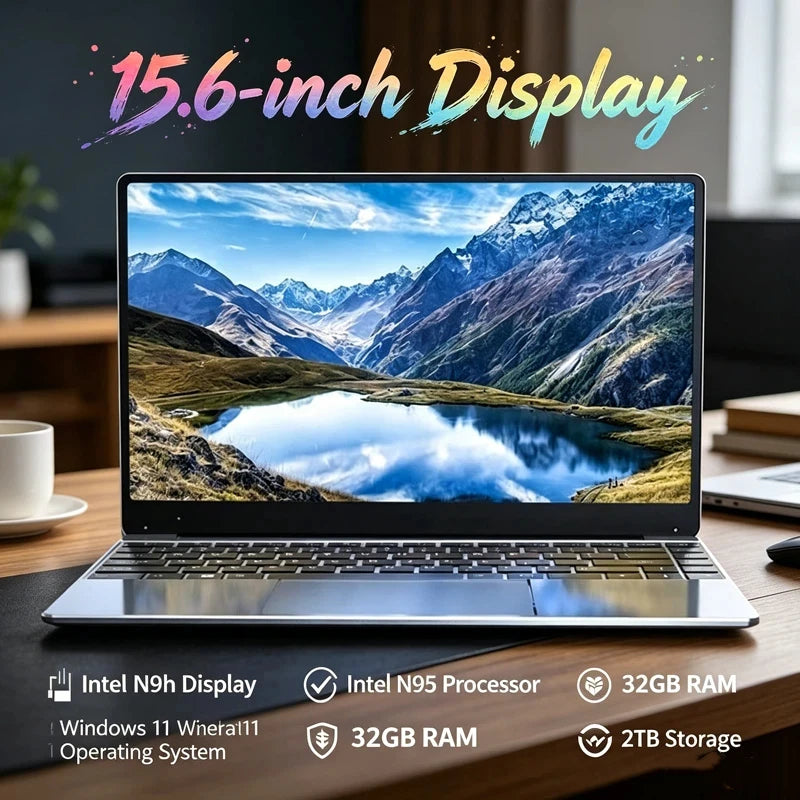 Zephyrine 2026 Original 15.6" Laptop N95 FHD IPS Display 120 Hz Pygmy Ultralear Screen 7500mAh 32GB/2TB SSD Elite Backlit