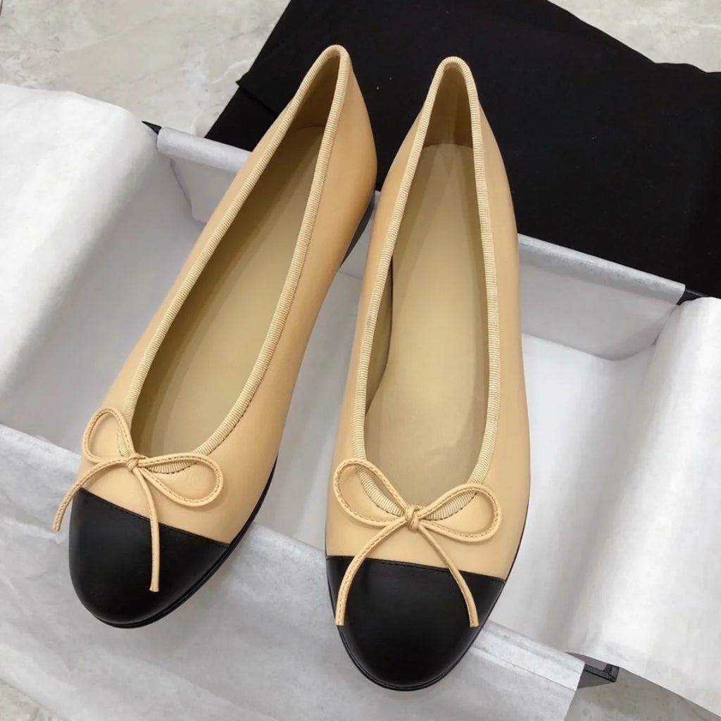Luxury Brand Women's Hiking Shoes Low-heel Shoes Casual Bow-Detail Outdoor Materials Sheepskin Minimalist Versatile Dance Shoes