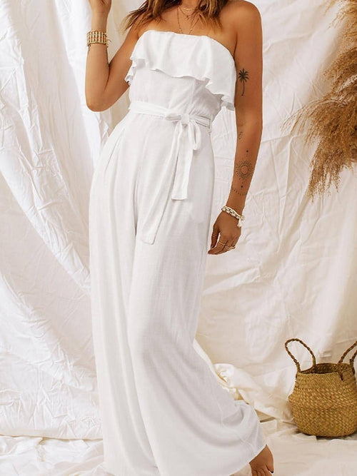 A.1 Modischer, schlichter, schulterfreier Jumpsuit für Damen