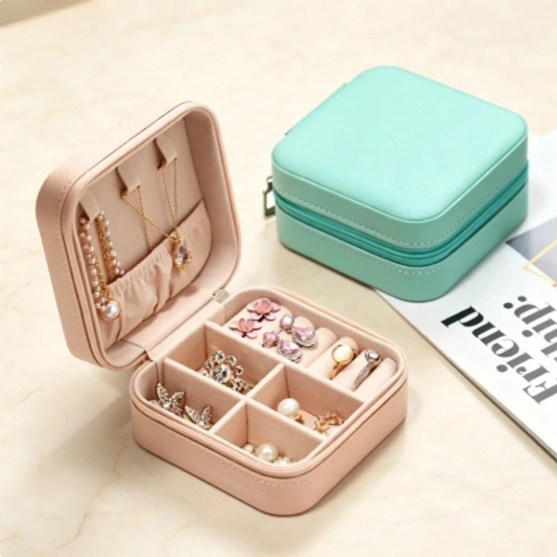 Simple ins macaroon jewelry box travel travel studs necklace ring jewelry box, portable