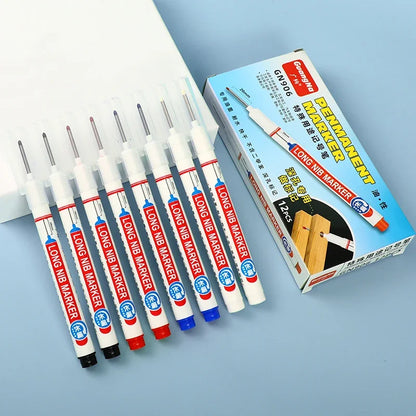 4Pcs/Set 20mm Deep Hole Long Nib Head Markers For Metal Perforating Pen Waterproof Bathroom Woodworking Decoration Multi-Purpose