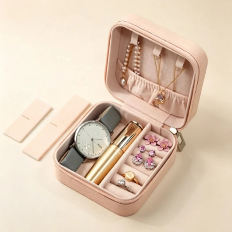 Simple ins macaroon jewelry box travel travel studs necklace ring jewelry box, portable