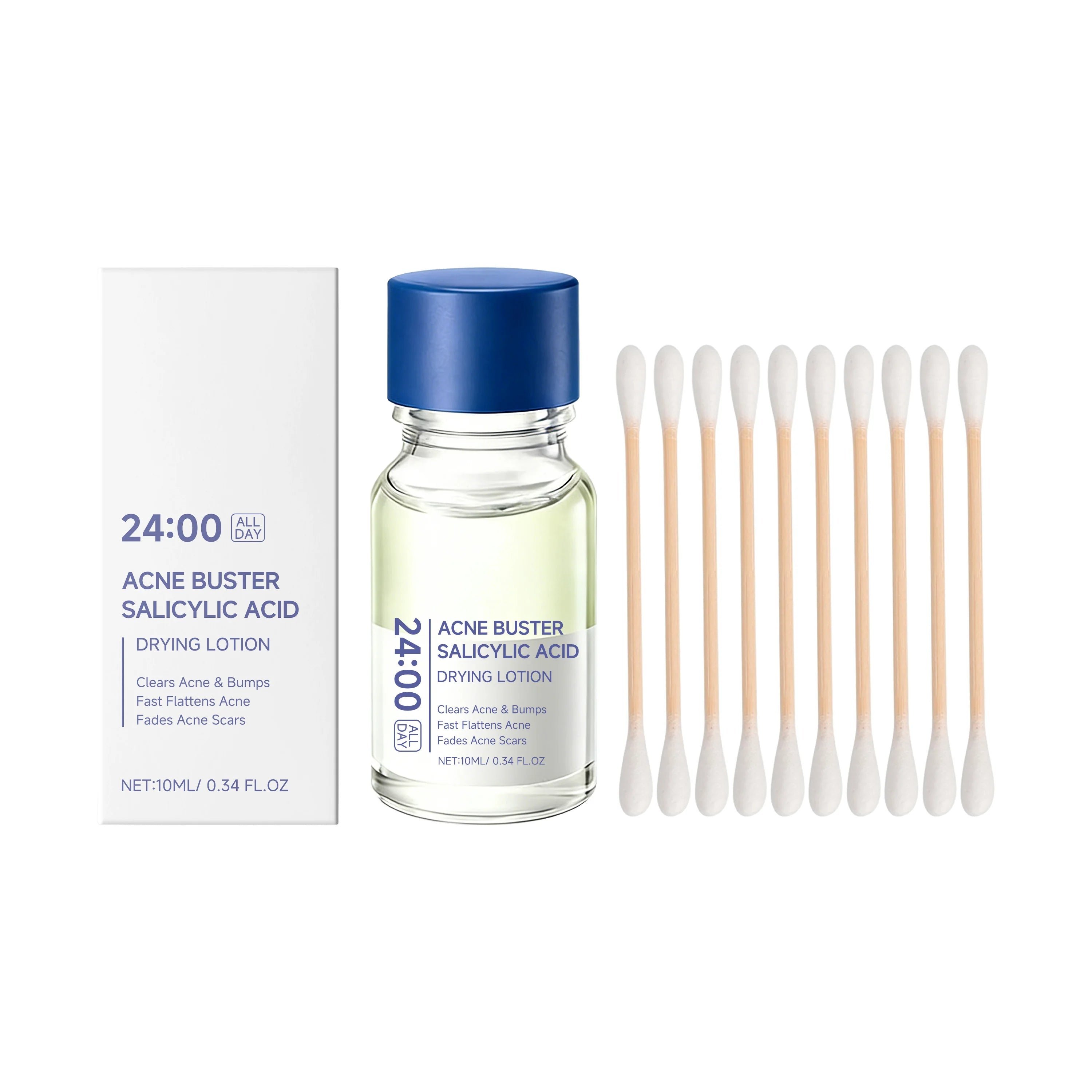 Salicylic Acid Drying Lotion Face Serum with Cotton Swab– Reduce Pimples & Breakouts Fade Acne Scars Minimize Pores Skin Renewal