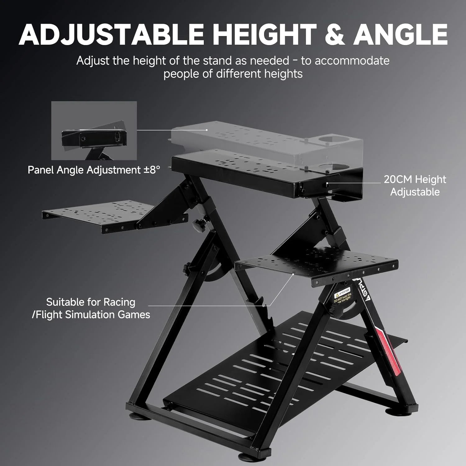 GTPLAYER Flight & Racing Simulator Stand, Foldable Gaming Cockpit Compatible with Logitech, Thrustmaster, PXN Wheels & Flight Joysticks, Black