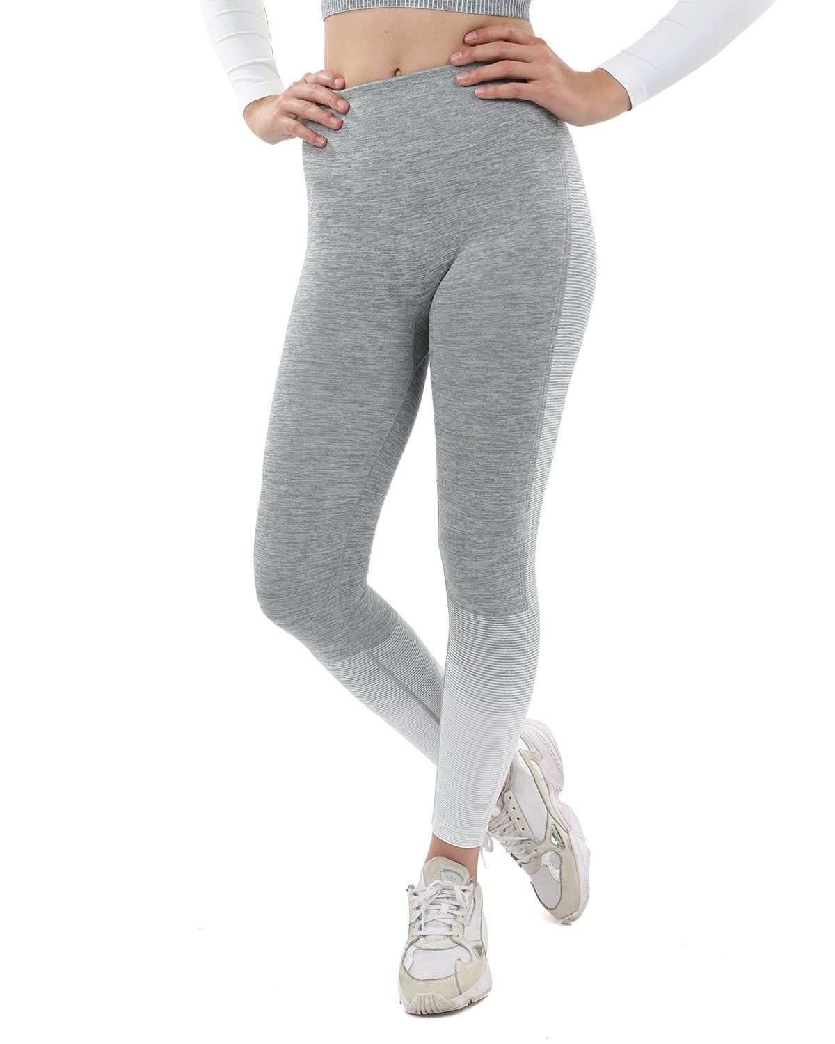 Bocana Seamless Leggings - Grey &amp; White