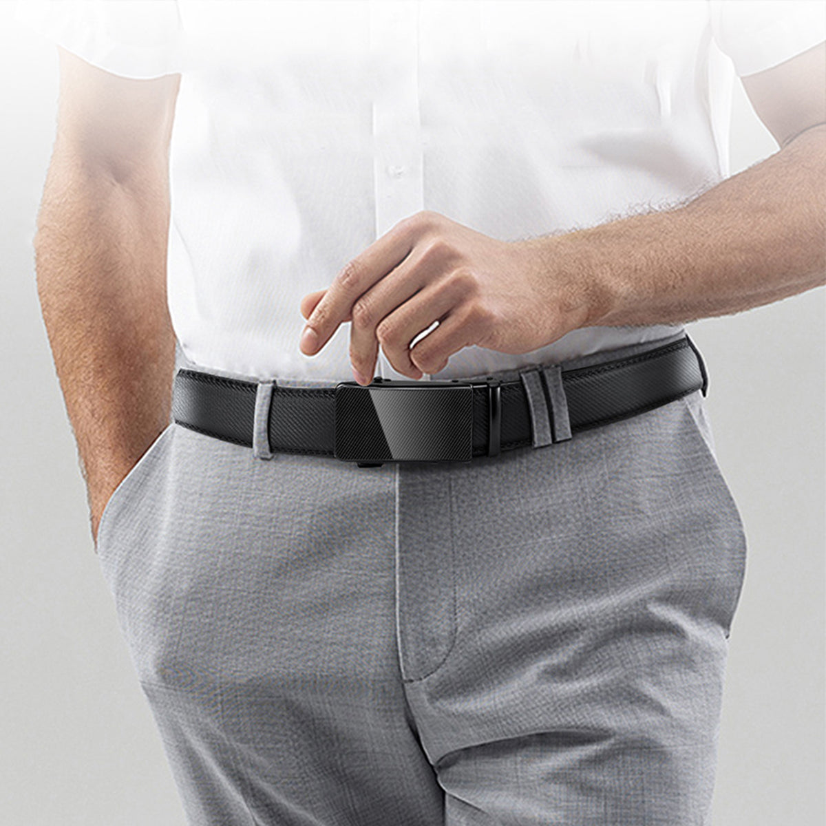 Herren-Ratschengürtel aus echtem Leder, Jeansgürtel für Herren