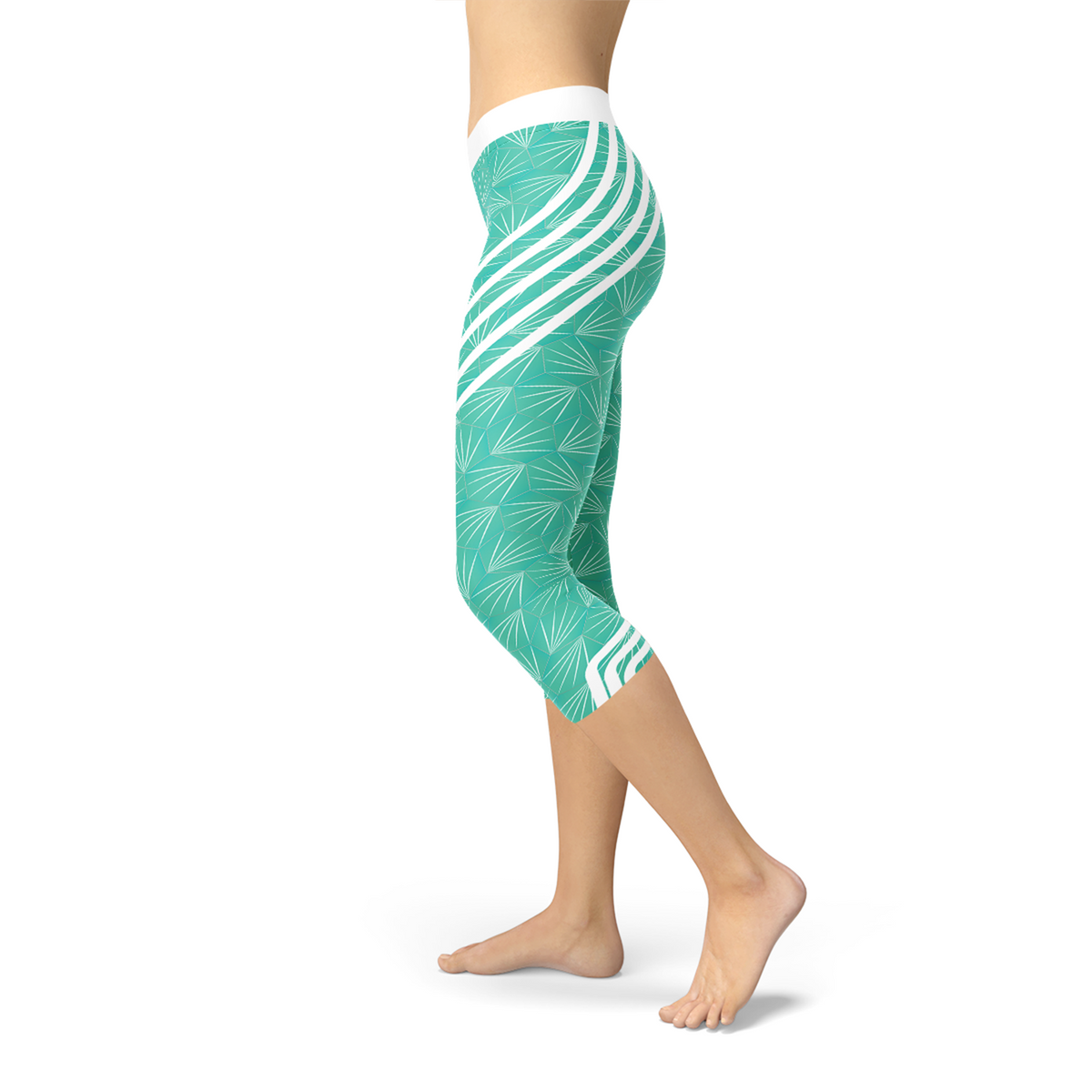 Türkise Sport-Capri-Leggings