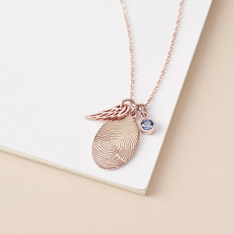 Halskette mit Fingerabdruck, Fingerabdruckschmuck mit Geburtsstein