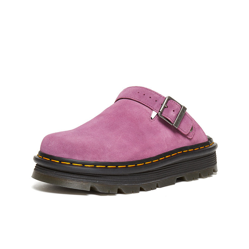 Suede Platform Mules - Womens Slip-On Clogs Comfortable Sandals