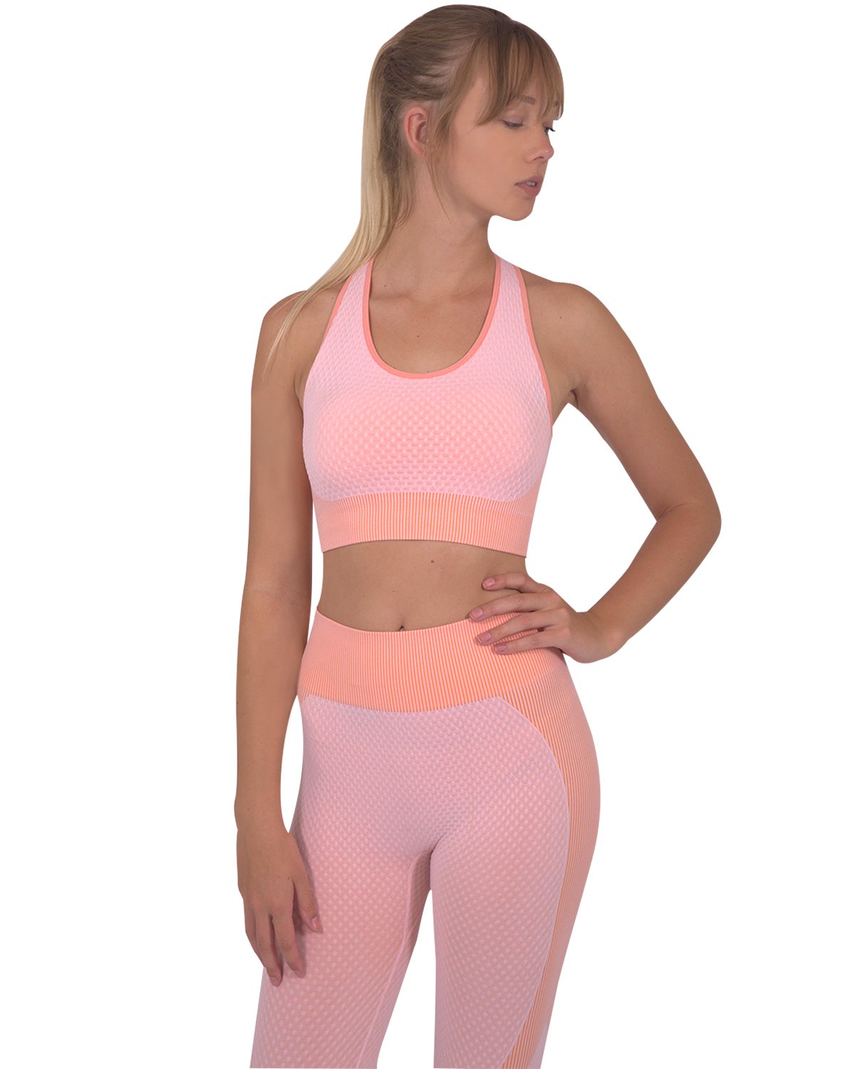 Trois Seamless Leggings &amp; Sports Top 2 Set - Pink
