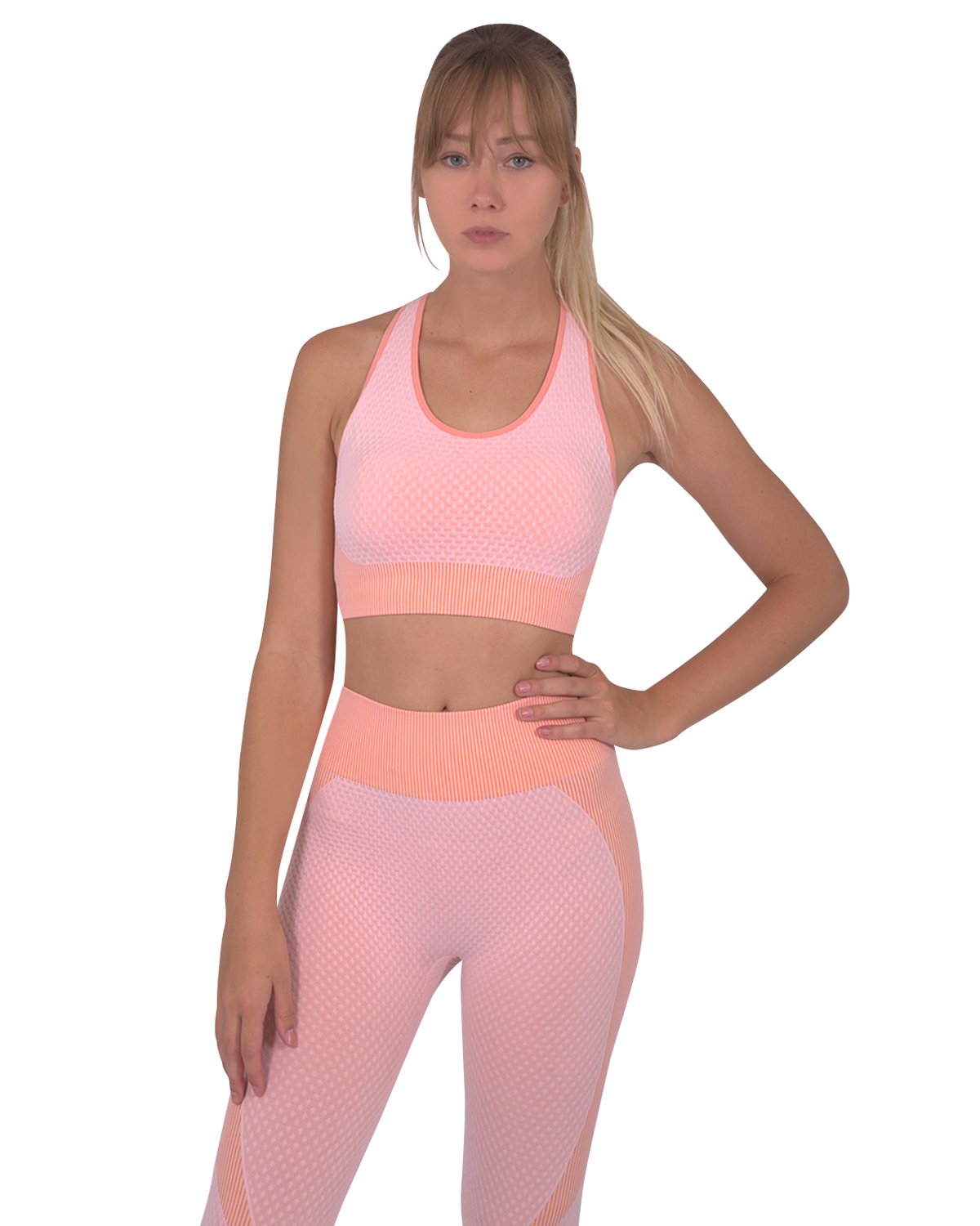 Trois Seamless Leggings &amp; Sports Top 2 Set - Pink