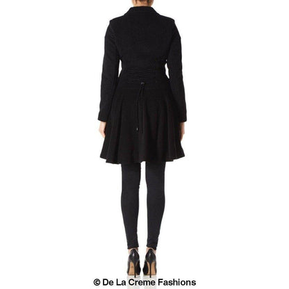 Wool Blend Fit And Flare Double Breasted Skater Coat (1102)