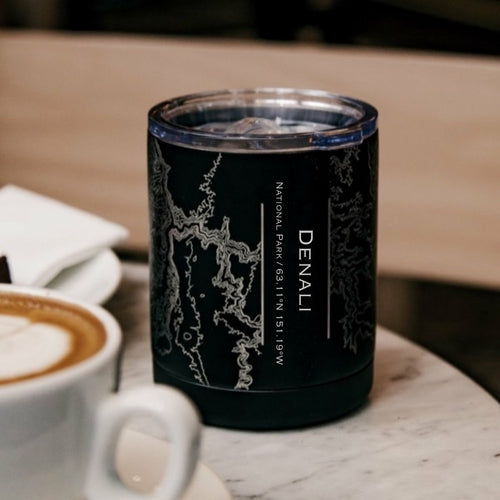 Denali National Park Engraved Topographic Map Insulated Cup in Matte