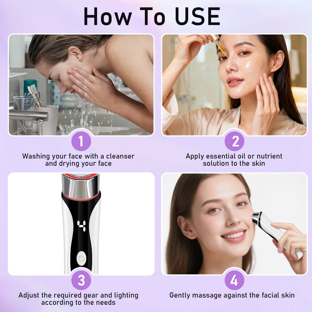 The Electric Facial Massager Can Vibrate and Lift The Facial Skin in 4 Adjustable Modes Women Beauty Instrument Skin Care Tool