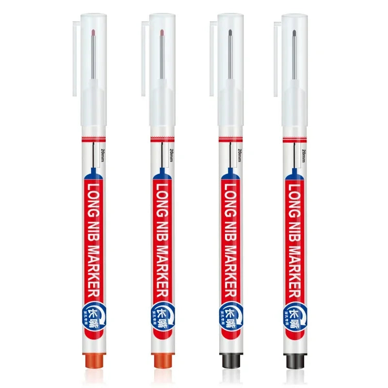4Pcs/Set 20mm Deep Hole Long Nib Head Markers For Metal Perforating Pen Waterproof Bathroom Woodworking Decoration Multi-Purpose