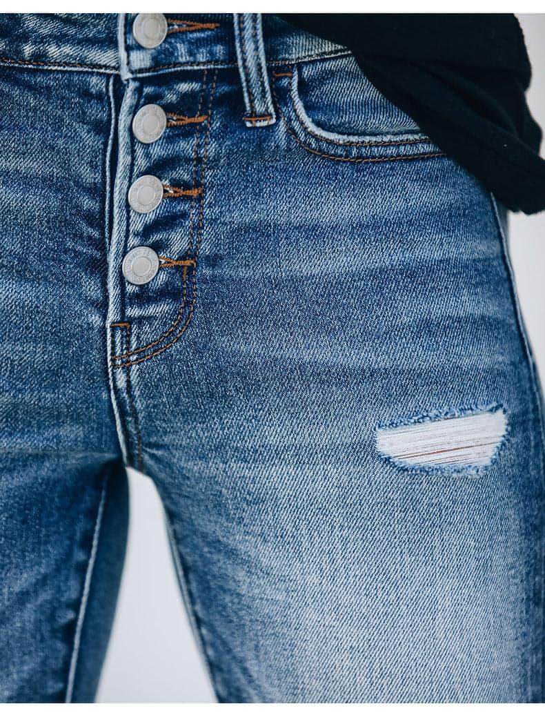 Damen-Jeans Slim Hole mit hoher Elastizität