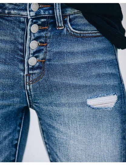 Damen-Jeans Slim Hole mit hoher Elastizität
