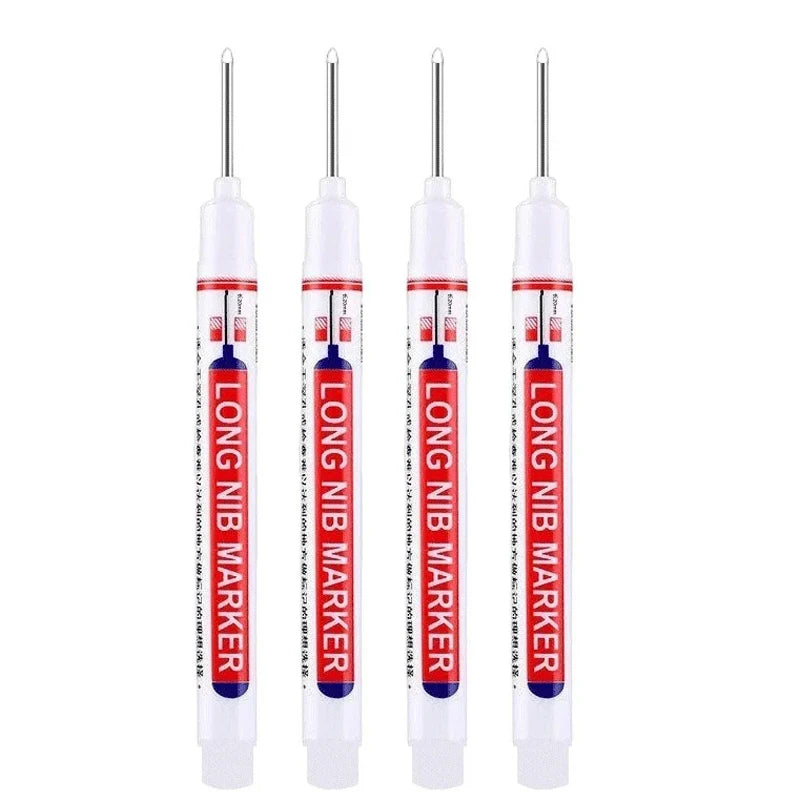 4Pcs/Set 20mm Deep Hole Long Nib Head Markers For Metal Perforating Pen Waterproof Bathroom Woodworking Decoration Multi-Purpose