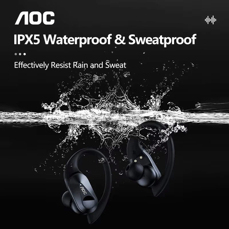 Wahl AOC Sport-Headset Kabelloses Bluetooth 6.0 Kopfhörer Wasserdichtes LED-Batterieanzeige Gaming Low Latency Kopfhörer LP75