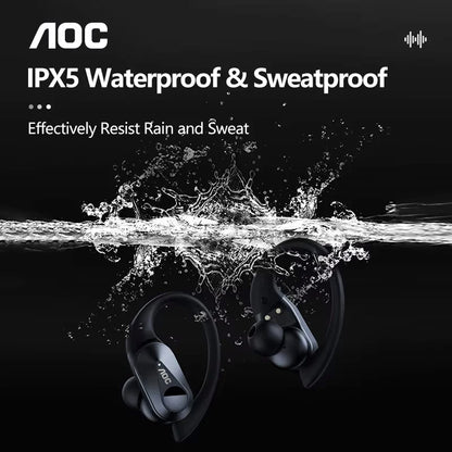 Wahl AOC Sport-Headset Kabelloses Bluetooth 6.0 Kopfhörer Wasserdichtes LED-Batterieanzeige Gaming Low Latency Kopfhörer LP75