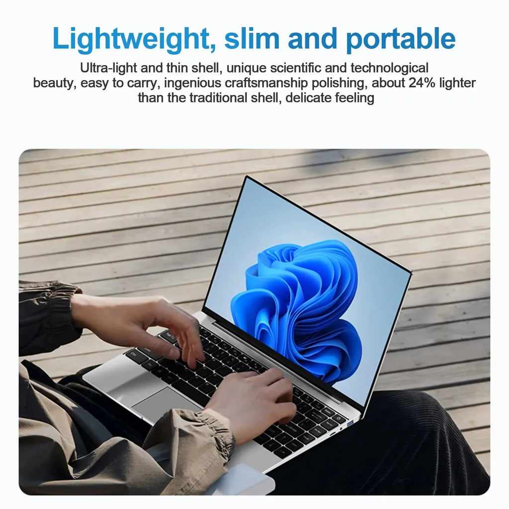 2026 New 14.1" Ultra‑Slim Laptop, Intel 4405U, Win11 Pro, 16GB, 2TB, 1080P FHD Display, Portable Office Study Notebook