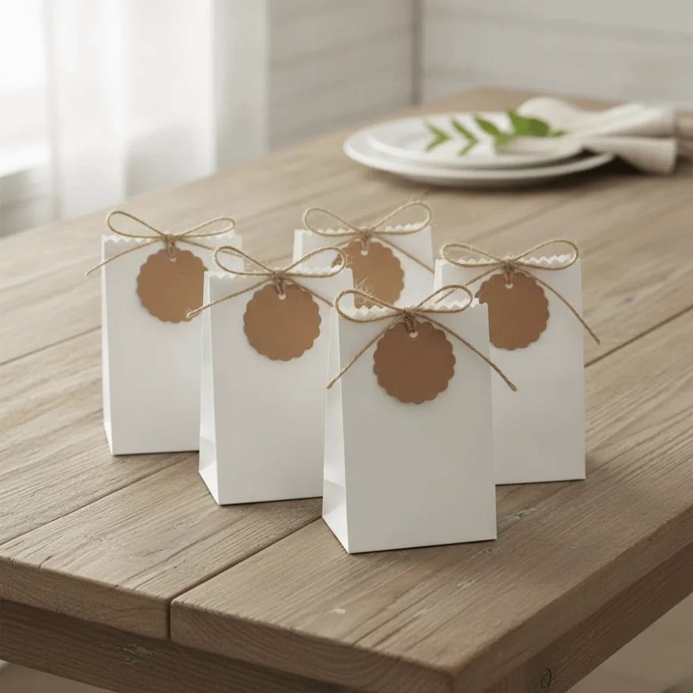 Multi-functional Retro Kraft Paper Gift Box Refilling with Rope Tag Candy Packaging Bag DIY Birthday Party Favors Box Wedding