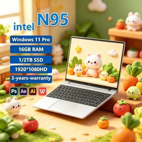 Zephyrine 2026 Original 15.6" Laptop N95 FHD IPS Display 120 Hz Pygmy Ultralear Screen 7500mAh 32GB/2TB SSD Elite Backlit