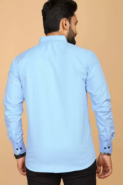 Men Regular Fit Solid Casual Shirt Light Blue (Size M)