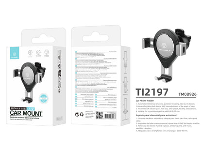 Suporte Para Telemóvel Para Automóvel Cinzento Ti2197, Rotação De 360