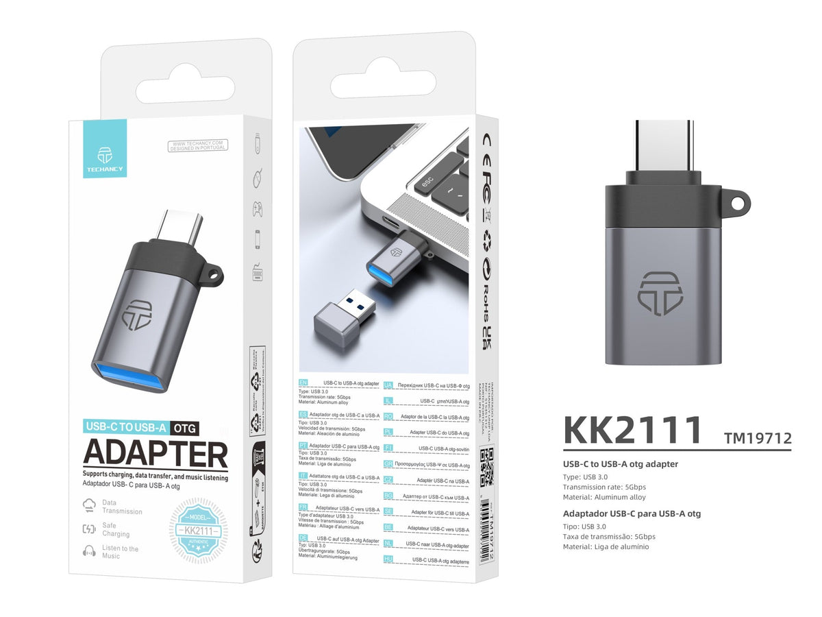 Techancy Adaptador USB-C para USB-A OTG  KK2111, Alta Velocidade de