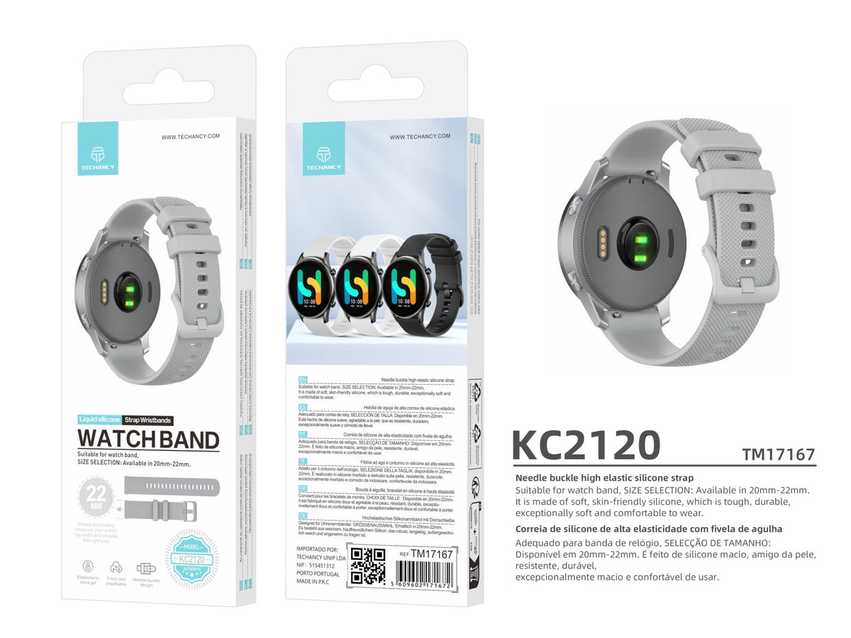 Techancy Bracelete Para Relógio Inteligente Cinzenta KC2120 De 22 Mm,