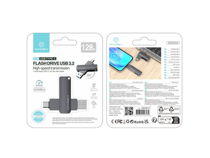 Techancy Unidade Flash Usb3.2 De Alta Velocidade LB2904, 128 GB,